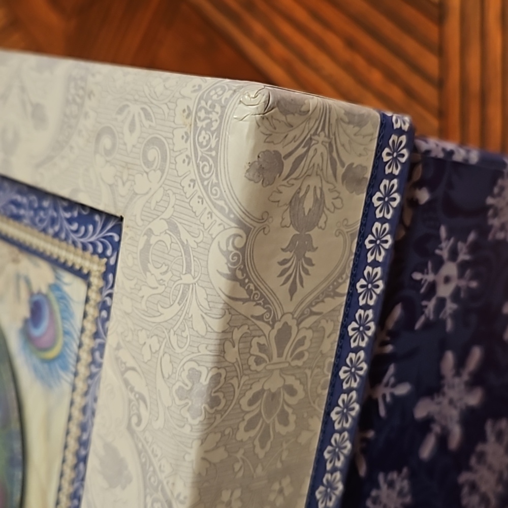 PUNCH STUDIO peacock feather ornaments keepsake box The Gifted Line Holiday - Picture 10 of 11